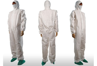 China Waterproof Anti Static White Disposable Paint Suit With Front Zipper and Flap supplier